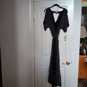 New SHINY TEXTURE SILVER WRAP AROUND DRESS XL